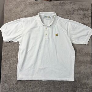 VINTAGE Augusta National Golf Shop Masters Polo Shirt XL White Mercerized Cotton